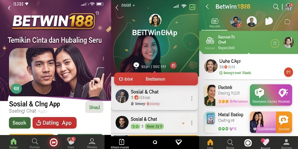 Tampilan antarmuka aplikasi BETWIN188 dengan fitur chat dan video call.