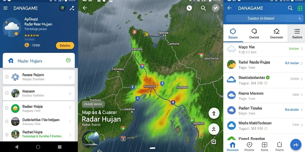 Tampilan antarmuka DANAGAME yang informatif dan interaktif untuk cuaca hujan.