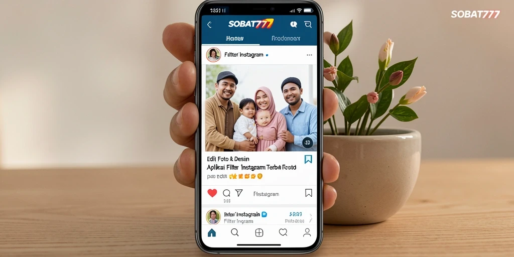 Tampilan antarmuka SOBAT777 dengan berbagai filter Instagram yang menarik.