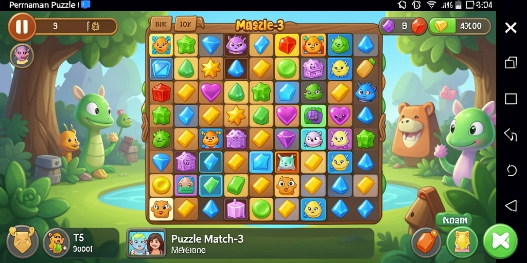 Antarmuka T6 yang cerah dan menarik saat bermain Puzzle Match-3.